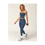 Womens Workout Sets Two Piece Cross Back Tank Top Matching High Waist Leggings Sets Gym Outfits Work Out Clothes