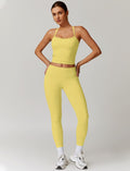 Womens Workout Sets Two Piece Cross Back Tank Top Matching High Waist Leggings Sets Gym Outfits Work Out Clothes