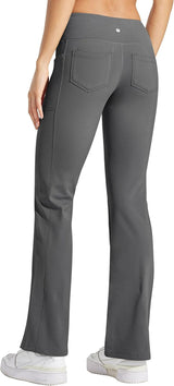 Women'S Fleece Lined Pants Yoga Crossover Leggings Bootcut Thermal Winter Pants Flare Leggings Water Resistant