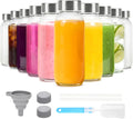 12 Oz Glass Juice Bottles with Lids, 10 Pack Reusable Glass Water Bottles with Stainless Steel Caps & Straws, Leak-Proof & Bpa-Free Containers for Juicing, Smoothies, Iced Tea, Wellness Drinks