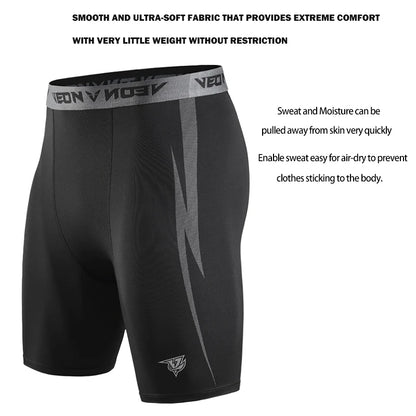 Black Compression Shorts Men Spandex Sport Shorts Athletic Workout Running Performance Baselayer Underwear