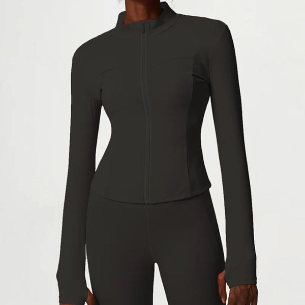 Women Yoga Shirt Long Sleeve Close-Fitting Sports Running Top with Thumb Holes Gym Jacket Workout Athletics Coat Sweatshirt