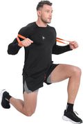 Mens Armzip Long Sleeve Gym Tshirts, Quick Dry Workout Compression Shirts Lightweight Running Sports Top with Zip Pocket