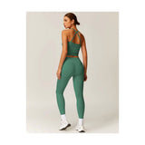Womens Workout Sets Two Piece Cross Back Tank Top Matching High Waist Leggings Sets Gym Outfits Work Out Clothes