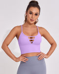 Longline Sports Bras for Women High Support Strappy Push up Workout Tops Built in Bra Padded Crop Yoga Tank Top