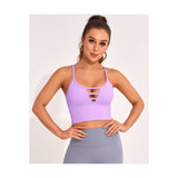 Longline Sports Bras for Women High Support Strappy Push up Workout Tops Built in Bra Padded Crop Yoga Tank Top