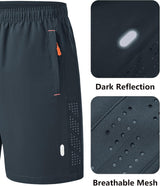 2 Pack Men'S Sport Shorts Pack Zip Pockets Gym Training Jogging Shorts for Men Athletic Lightweight Elastic Waist