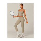 Womens Workout Sets Two Piece Cross Back Tank Top Matching High Waist Leggings Sets Gym Outfits Work Out Clothes