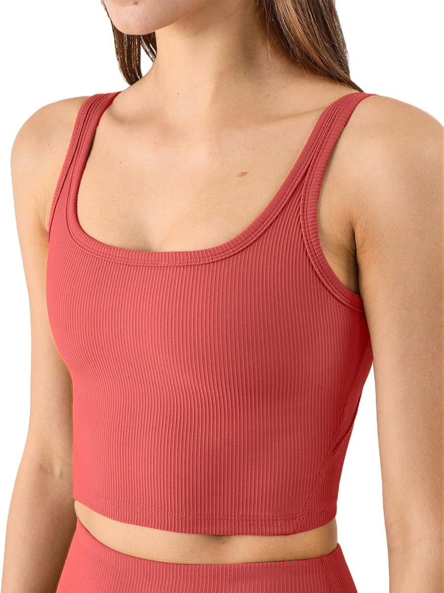 Women'S Seamless Sports Bra Workout Tops Longline Sports Bra Tank Tops for Women Ribbed Crop Top Fitness