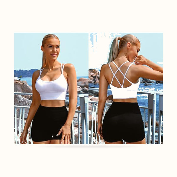 3 Pack Strappy Sports Bra for Women Sexy Crisscross for Yoga Running Athletic Gym Workout Fitness Tank Tops