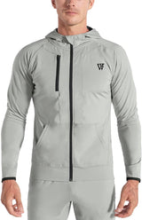 Men'S Lightweight Gym Sports Hoodie,Mens Workout Running Athletic Jacket with Zip Pockets
