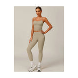 Womens Workout Sets Two Piece Cross Back Tank Top Matching High Waist Leggings Sets Gym Outfits Work Out Clothes