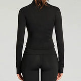 Women'S Tracksuit Jacket Slim Fit Long Sleeved Fitness Coat Yoga Crop Tops with Thumb Holes Gym Jacket Workout Sweatshirts