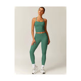 Womens Workout Sets Two Piece Cross Back Tank Top Matching High Waist Leggings Sets Gym Outfits Work Out Clothes
