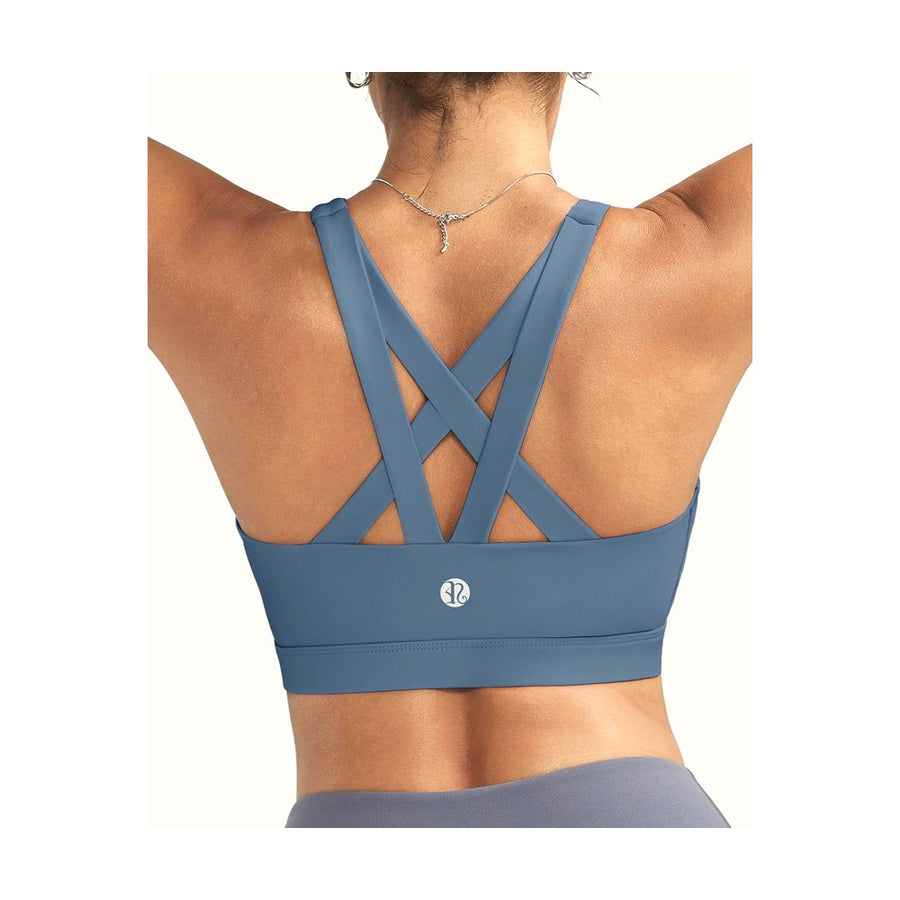 Sports Bras for Women,Padded Strappy Sports Bras Criss-Cross Back Medium Support Sports Bras with Removable Cups