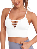 Longline Sports Bras for Women High Support Strappy Push up Workout Tops Built in Bra Padded Crop Yoga Tank Top