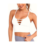 Longline Sports Bras for Women High Support Strappy Push up Workout Tops Built in Bra Padded Crop Yoga Tank Top