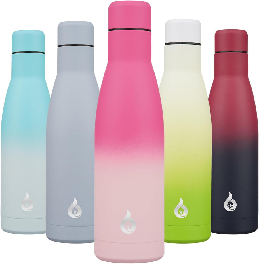 Metal Water Bottle, 500Ml Reusable Thermos, Stainless Steel Water Bottles Disawasher Safe, Cherry