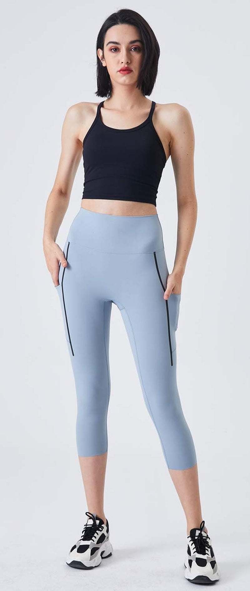 Women'S Longline Spaghetti Racerback Yoga Bra Tank Top Cropped Workout Sports Bras