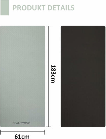 Yoga Mat with Strap, 1/3 Inch Extra Thick Yoga Mat Double-Sided Non Slip, Professional TPE Yoga Mats for Women Men, Workout Mat for Yoga, Pilates and Floor Exercises