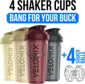 -4 PACK- 28 Oz Protein Shaker Bottle for Protein Mixes - 4X Wire Whisk | Leak Proof Shaker Cups for Protein Shakes | Protein Shaker Bottle Pack | Protein Shake Cup (Burgundy Pack)