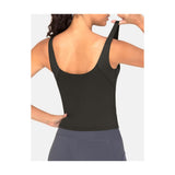 Women'S Longline Sports Bra Wirefree Padded Workout Yoga Tank Top