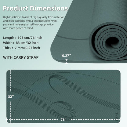 Yoga Mat High Density Exercise Mat, 76"X32"X0.27"Thick Wide & Large Yoga Mat for Women Men, Professional POE Workout Mat for Yoga, Pilates, Fitness & Stretching