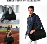 Sports Gym Bag with Shoes Compartment, for Women Swim Yoga Dry Wet Separated Gym Bag, Lightweight Foldable Travel Bag for Outdoor Camping, Black