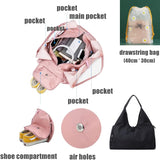 Sports Gym Bag with Shoes Compartment, for Women Swim Yoga Dry Wet Separated Gym Bag, Lightweight Foldable Travel Bag for Outdoor Camping, Black