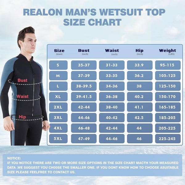 Wetsuit Tops Women Men 2Mmjackets, Adult Neoprene Vest Front Zipper Wet Suits 1.5Mm Jacket plus Size Long Sleeve for Surfing Diving Snorkeling Kayaking SUP Other Water Sports