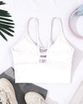 Longline Sports Bras for Women High Support Strappy Push up Workout Tops Built in Bra Padded Crop Yoga Tank Top