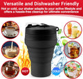 Collapsible Protein Shaker & Water Bottle Food-Grade, Leakproof Lid 600Ml/20Oz Shaker Cup - Reusable Silicone Shaker Cups for Protein Shakes with Mixing Ball for Gym-Goers & Travelers