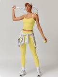 Womens Workout Sets Two Piece Cross Back Tank Top Matching High Waist Leggings Sets Gym Outfits Work Out Clothes