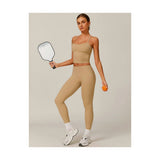 Womens Workout Sets Two Piece Cross Back Tank Top Matching High Waist Leggings Sets Gym Outfits Work Out Clothes