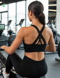 Sports Bra for Women, Criss Cross Back Medium Support Workout Bras with Removable Cups for Yoga Running Gym