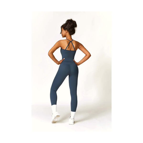 Womens Workout Sets Two Piece Cross Back Tank Top Matching High Waist Leggings Sets Gym Outfits Work Out Clothes