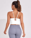 Longline Sports Bras for Women High Support Strappy Push up Workout Tops Built in Bra Padded Crop Yoga Tank Top