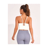 Longline Sports Bras for Women High Support Strappy Push up Workout Tops Built in Bra Padded Crop Yoga Tank Top