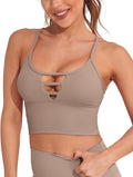 Longline Sports Bras for Women High Support Strappy Push up Workout Tops Built in Bra Padded Crop Yoga Tank Top