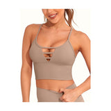 Longline Sports Bras for Women High Support Strappy Push up Workout Tops Built in Bra Padded Crop Yoga Tank Top