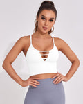 Longline Sports Bras for Women High Support Strappy Push up Workout Tops Built in Bra Padded Crop Yoga Tank Top