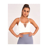 Longline Sports Bras for Women High Support Strappy Push up Workout Tops Built in Bra Padded Crop Yoga Tank Top