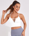 Longline Sports Bras for Women High Support Strappy Push up Workout Tops Built in Bra Padded Crop Yoga Tank Top