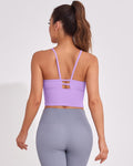 Longline Sports Bras for Women High Support Strappy Push up Workout Tops Built in Bra Padded Crop Yoga Tank Top