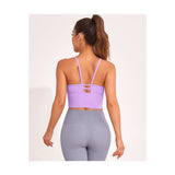 Longline Sports Bras for Women High Support Strappy Push up Workout Tops Built in Bra Padded Crop Yoga Tank Top