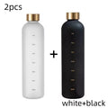 1 Liters Water Bottle Motivational Drinking Bottle Sports Water Bottles with Time Marker Stickers Portable Reusable Plastic Cups