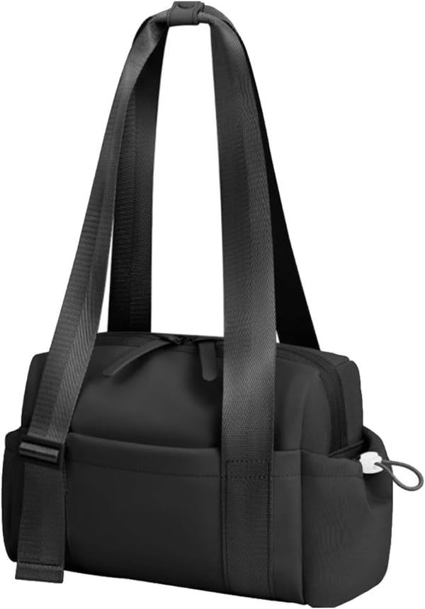 Mini Gym Bag Women, Lightweight Crossbody Sports Tote with Multi-Pocket, Waterproof Travel Duffel Bag, Portable Handbag for Workout, Travel, Daily Commute (Black)
