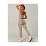 Womens Workout Sets Two Piece Cross Back Tank Top Matching High Waist Leggings Sets Gym Outfits Work Out Clothes