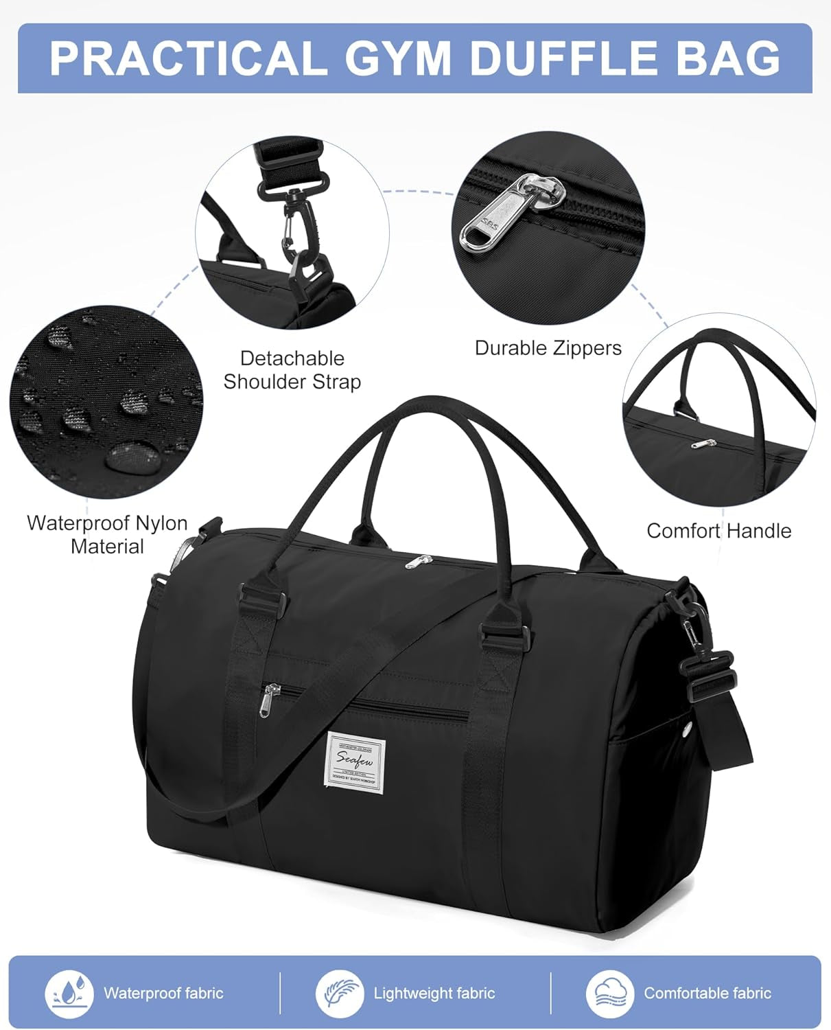Gym Bags Womens Mens with Shoes Compartment and Wet Pocket Travel Duffel Bag for Women for Plane Sport Gym Tote Bags Swimming Yoga Small Waterproof Weekend Overnight Carry on Bag Hospital Holdalls