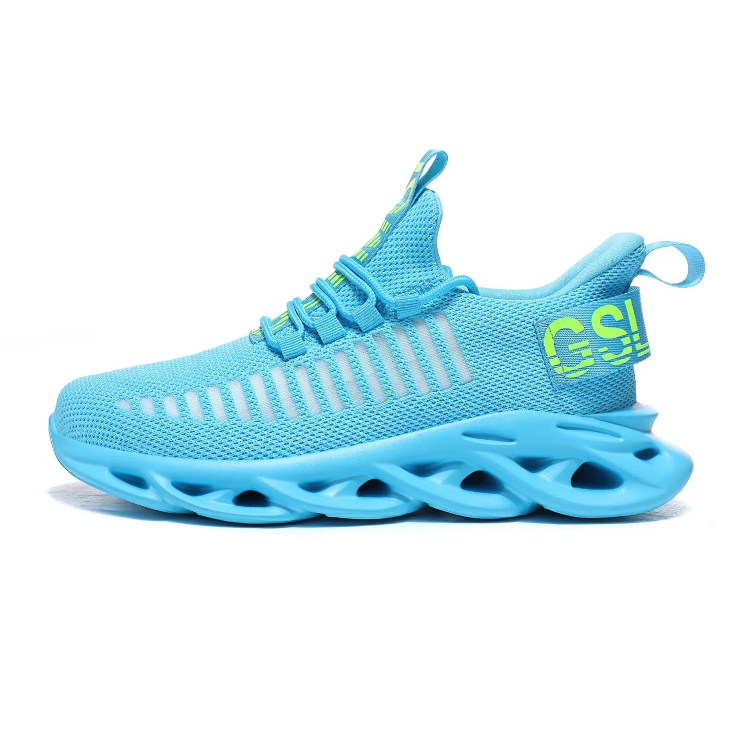 Outdoor Breathable Mesh Knited Jogging Athletic Running Shoes Sky Blue Size 10-10.5